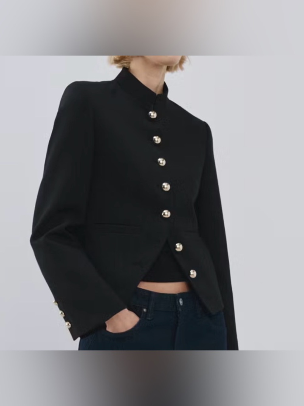 MANGO jacket with jewel-button strip collar